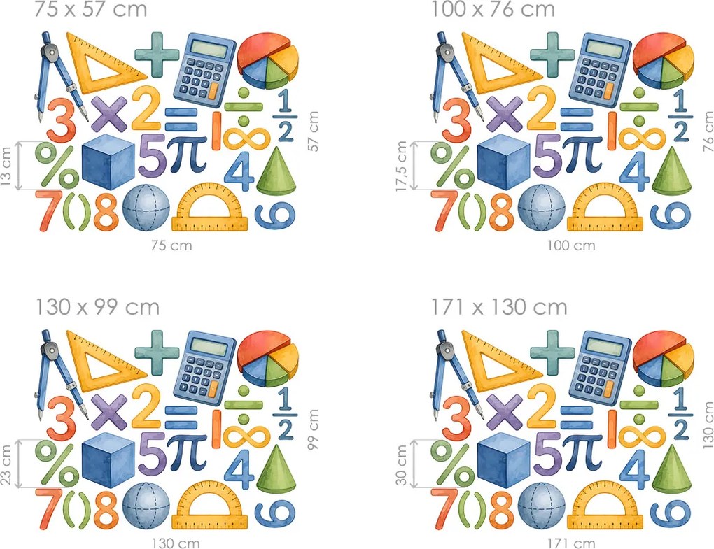 Škola matematika nálepky na stenu do učebne list 75 x 57 cm