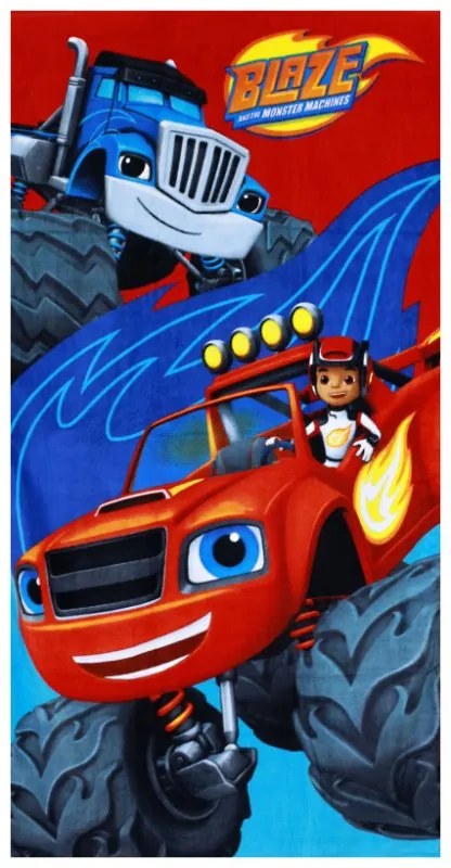Setino · Chlapčenská plážová osuška Monster Truck Plamienok a štvorkolky - Blaze - 100% bavlna - 70 x 140 cm