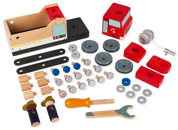 Janod - Drevená stavebnica BRICOKIDS hasičské auto