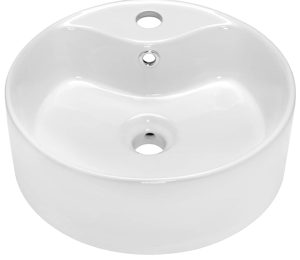 Invena Rondi, umývadlo na dosku 410x410x145, biela lesklá, INV-CE-20-001-W