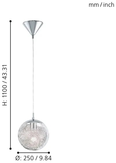 Eglo 93073 - Závesné svietidlo na lanku LUBERIO 1xE27/60W/230V priemer 25 cm