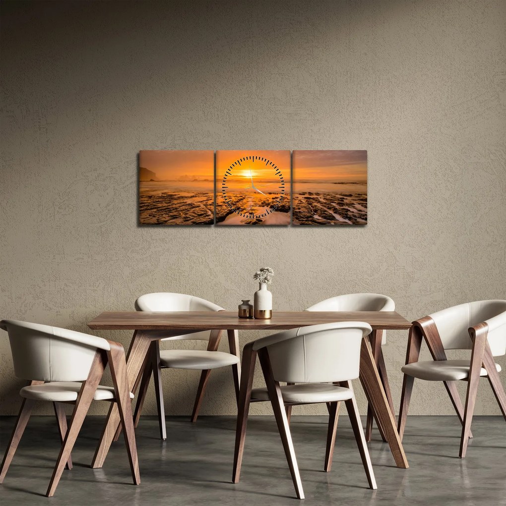 Obraz západu slnka (s hodinami) (90x30 cm)