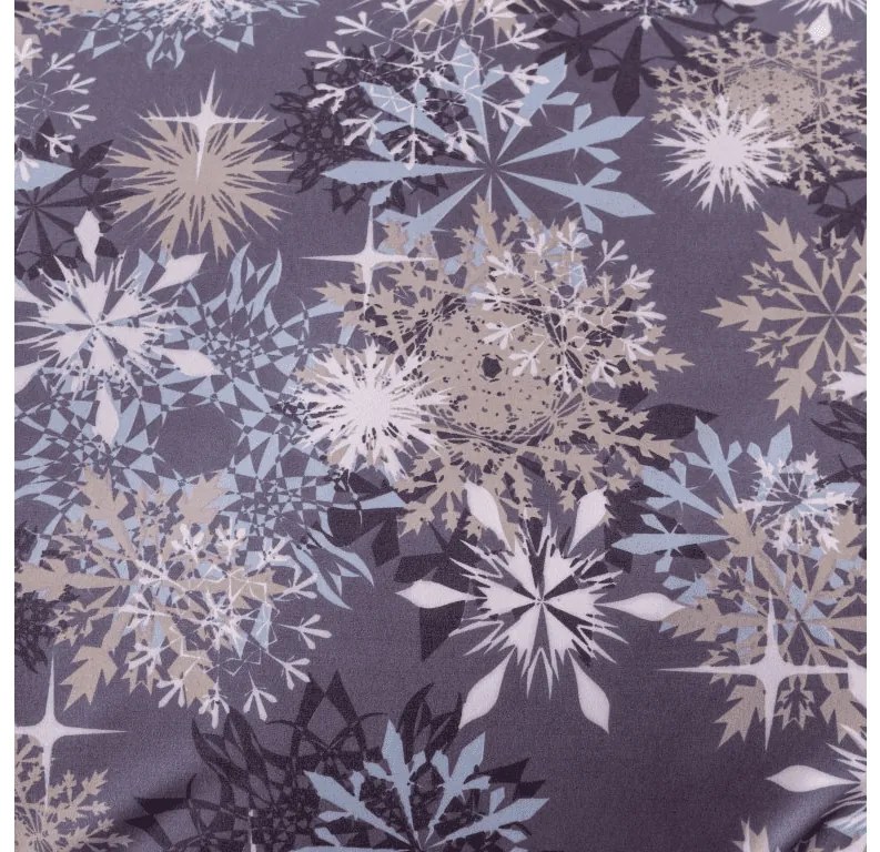 Sada 2ks obliečok z mikrovlákna SNOWFLAKE modrosivé + plachta Jersey 180x200cm biela, dvojlôžko