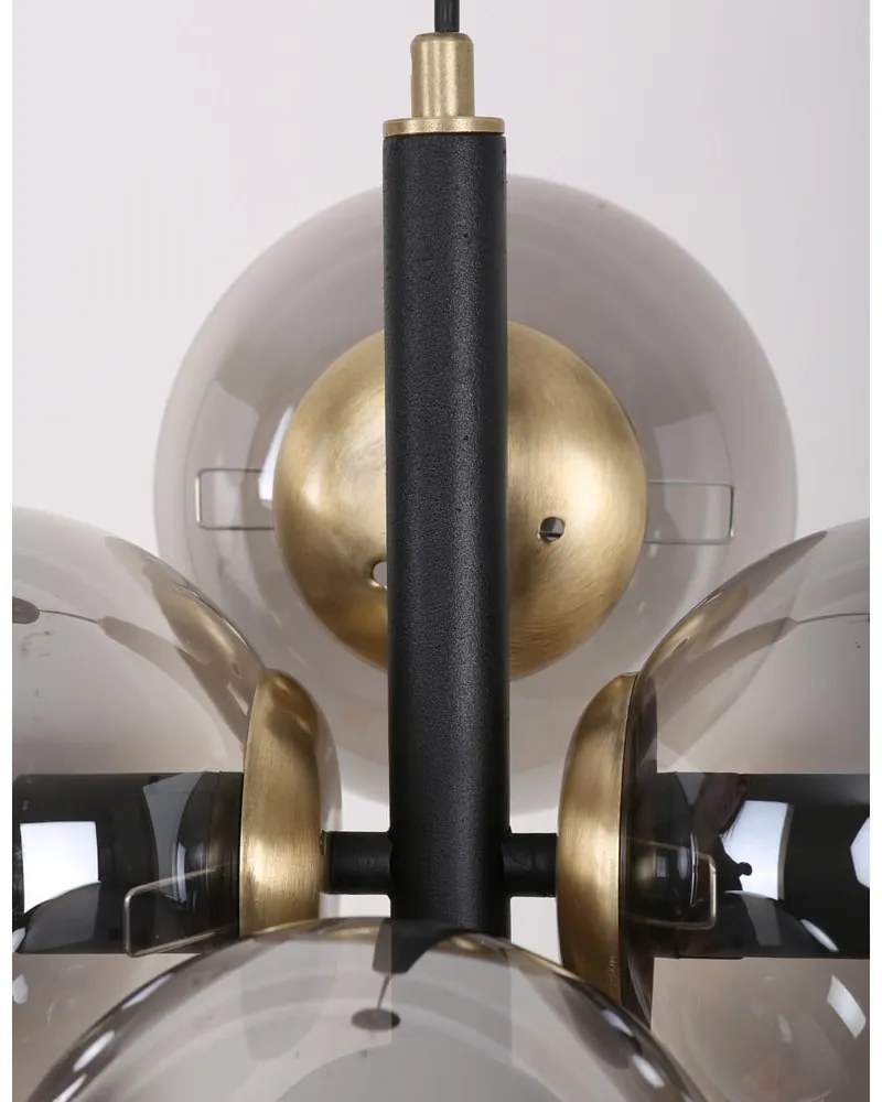 Čierne/sivé závesné svietidlo so skleneným tienidlom ø 15 cm Forte – Squid Lighting