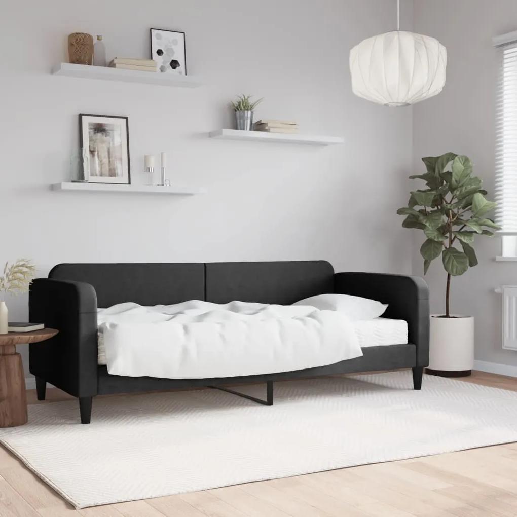 Denná posteľ s matracom čierna 80x200 cm látka 3196795
