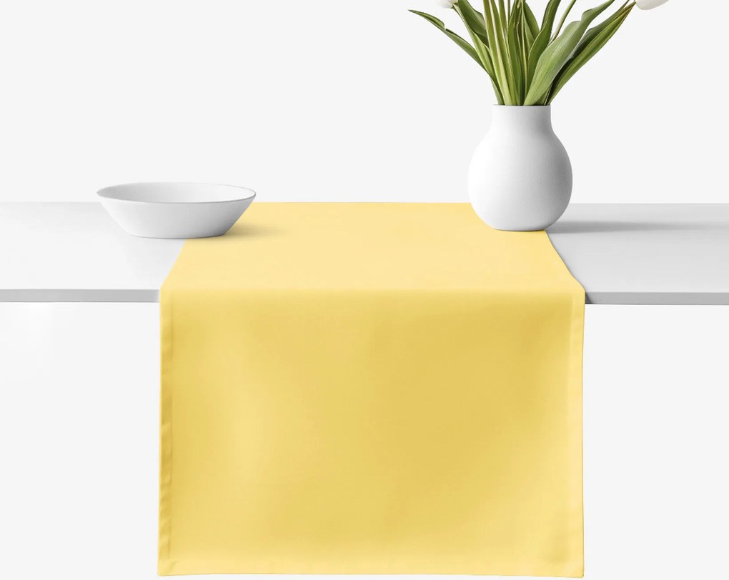 Goldea behúň na stôl 100% bavlnené plátno - žltý 35x140 cm