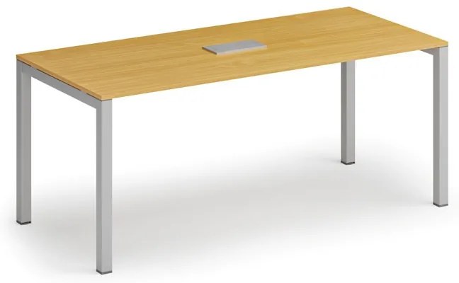 Rokovací stôl PRIMO SQUARE, 180x80 cm, buk + stolová zásuvka TYP VI, strieborná