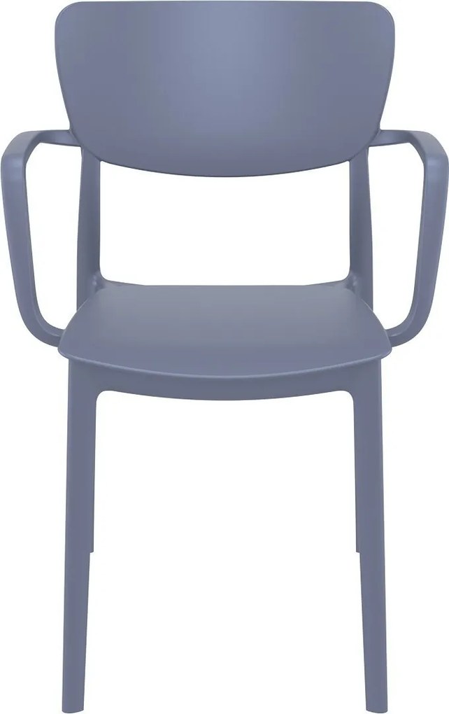 LISA záhradná stolička s podrúčkami dark grey