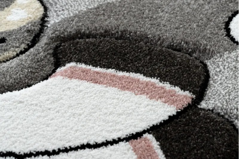 Dywany Łuszczów, Detský kusový koberec Petit Unicorn grey kruh, 160x160 (priemer) kruh, šedá, detská izba