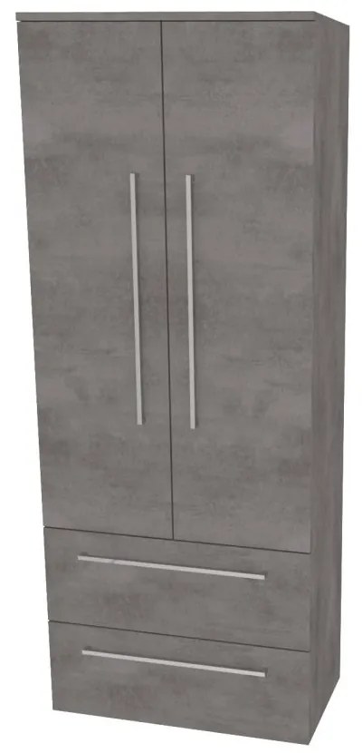 Mereo Bino, kúpeľňová skrinka vysoká 163 cm, dvojitá, Multidecor, Betón tmavosivý, MER-CN699BET2