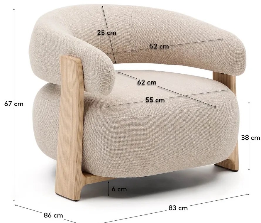 Béžové ženilkové kreslo Granite – Kave Home