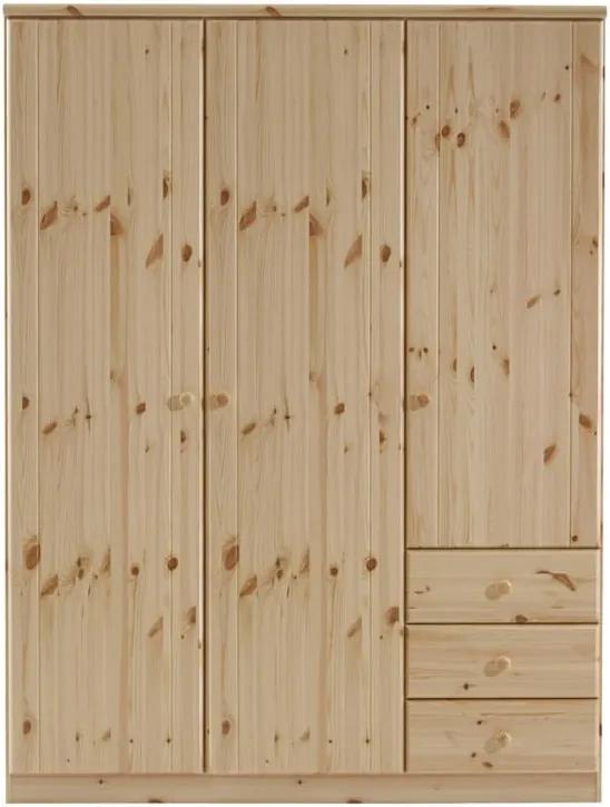 Hnedá šatníková skriňa z borovicového dreva Steens Ribe, 202 × 150,5 cm