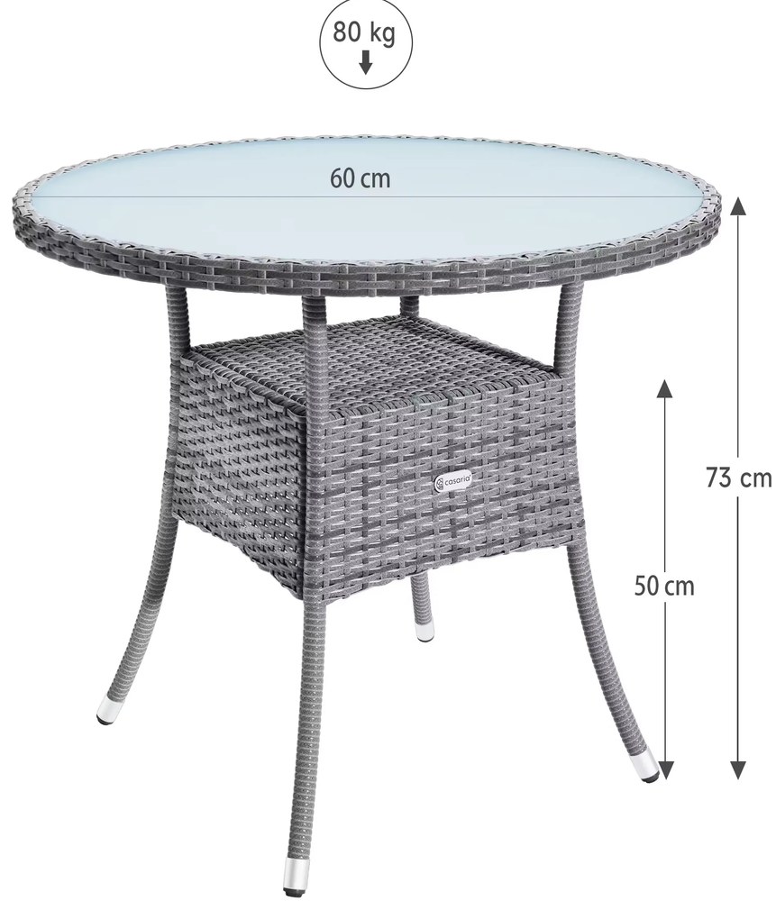 InternetovaZahrada Ratanový stôl Ø60 cm - šedý