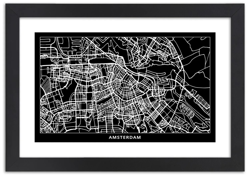 Gario Plagát Plán mesta Amsterdam Farba rámu: Bez rámu, Rozmery: 45 x 30 cm