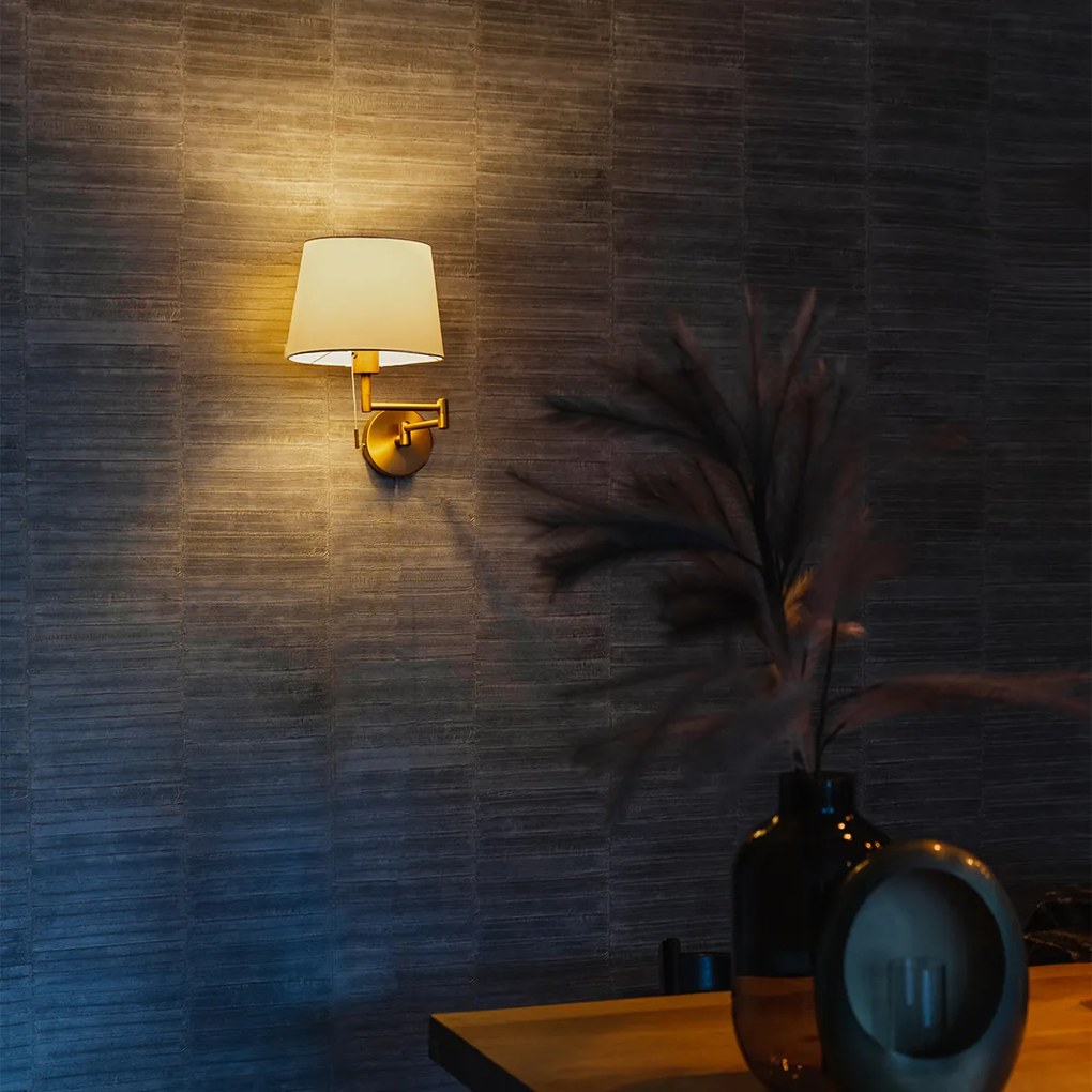 Bronzová nástenná lampa s bielym tienidlom a nastaviteľným ramenom - Ladas Deluxe