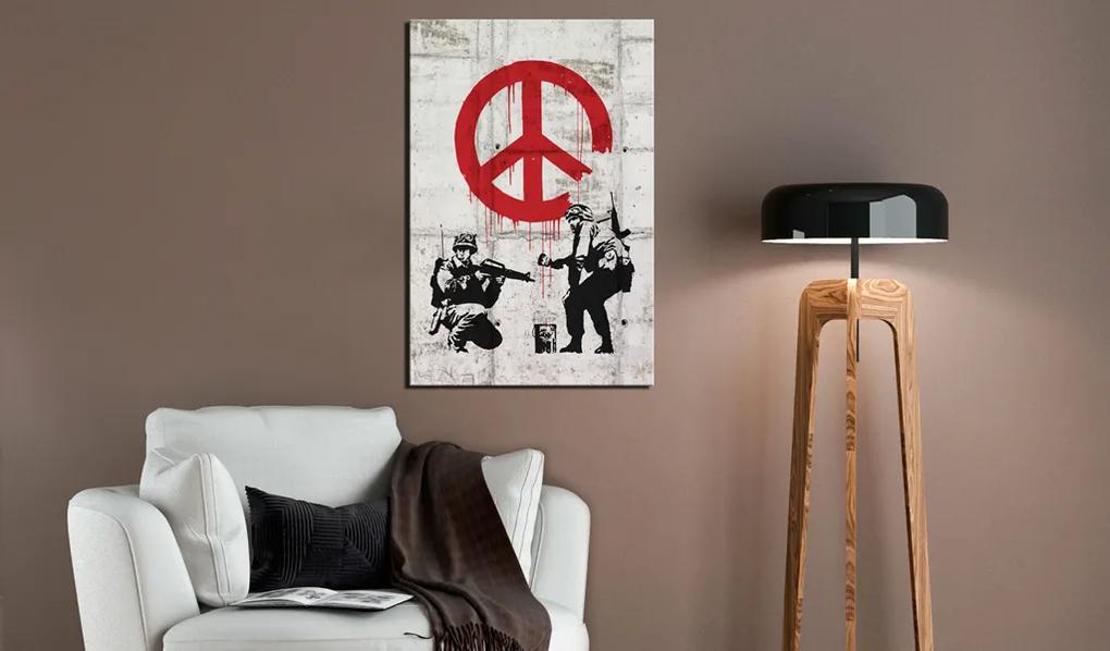 Artgeist Obraz - Soldiers Painting Peace by Banksy Veľkosť: 20x30, Verzia: Na talianskom plátne