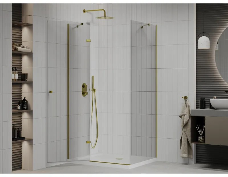 Mexen Roma, sprchovací kút 110 (dvere) x 100 (stena) cm, 6mm číre sklo, chrómový profil + slim sprchová vanička 5cm, 854-110-100-50-00-4010