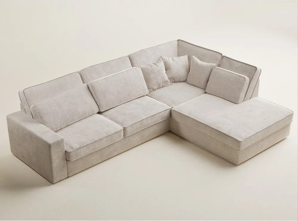 Krémovobiela ženilková rohová pohovka (pravý roh/do L) Kirou – Maison de Rêve