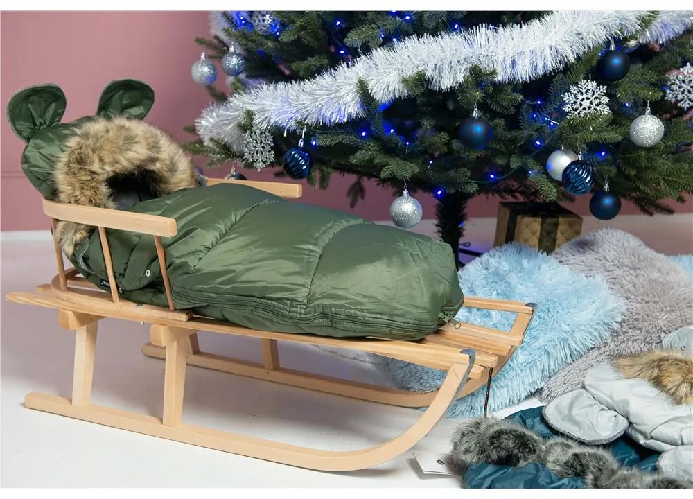 Spací vak s kožušinou na sánky SPRINGOS SB0048 -army