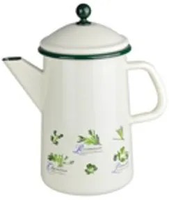 Krémová smaltovaná konvička s bylinkami Herbs - Ø12 * 23cm - 1,6L