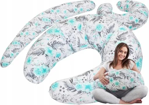 Dojčiaci vankúš BABYMAM PREMIUM - Kvety v záhrade mätovej