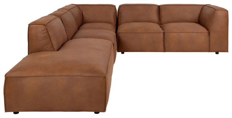 Koňakovohnedá rohová pohovka z imitácie kože (ľavý roh) Fairfield Kentucky – Bonami Selection