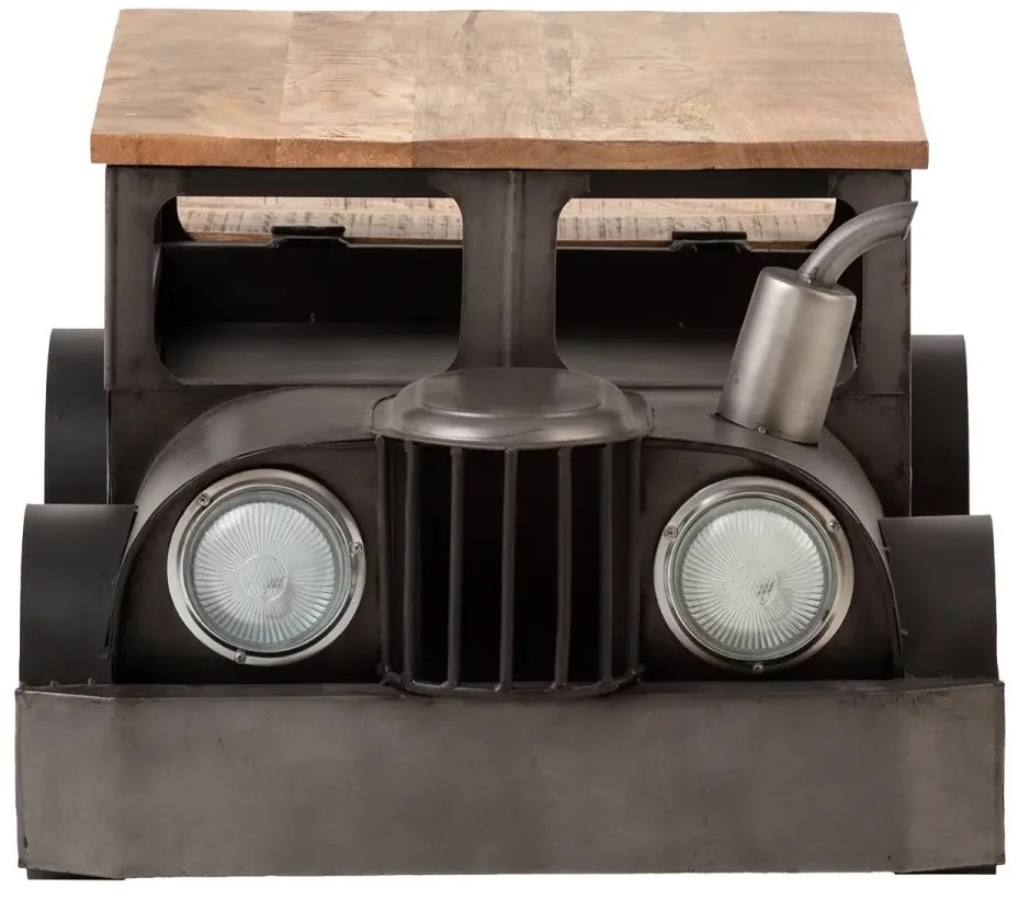 furniture-nabytek.cz - Masívny konferenčný stolík Car II z mangového dreva a kovu, lakovaný, šedý – 102×65×48 cm