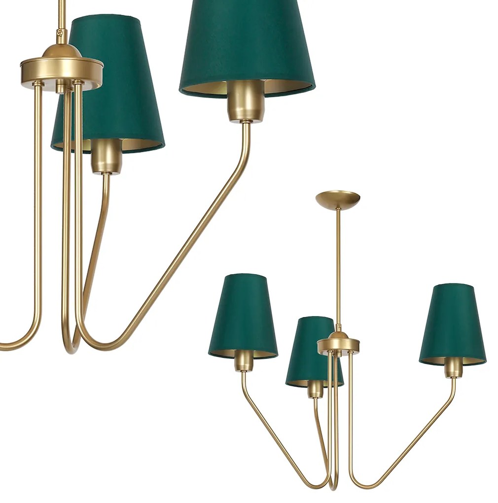 Luster Victoria, 3x zelené textilné tienidlo, g