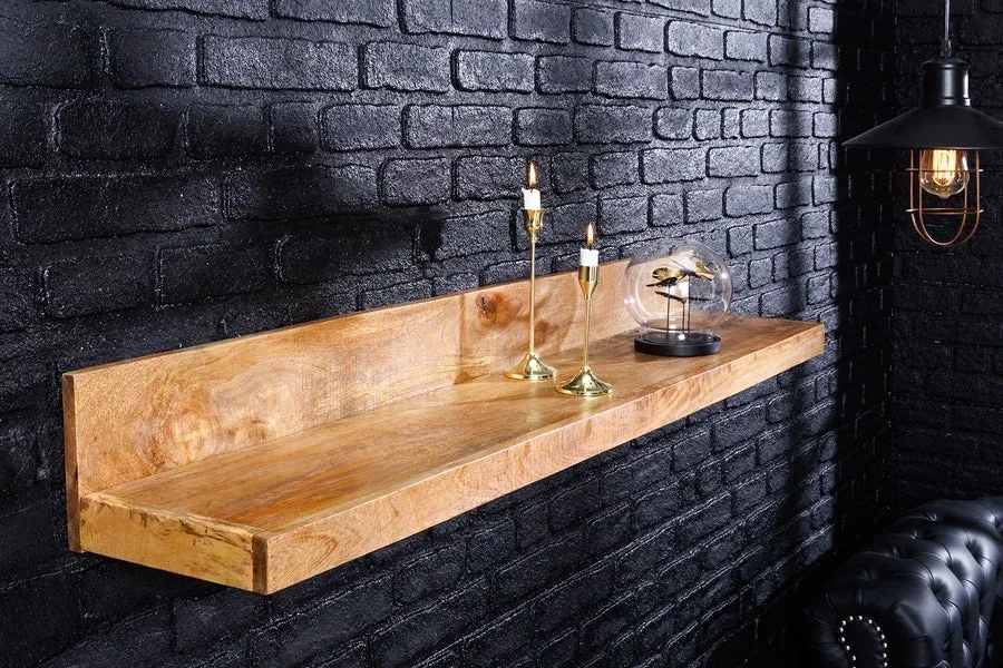 Dizajnová nástenná polica Elegant 80 cm mango