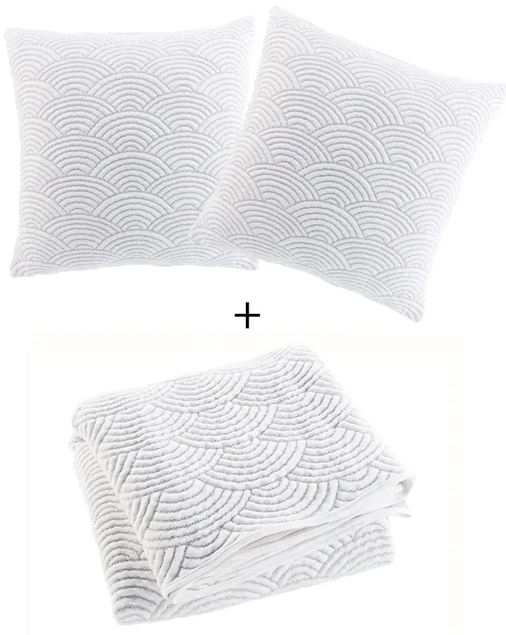 Biela/béžová súprava prikrývky a obliečky na vankúš jersey 240x260 cm Cassandra – douceur d'intérieur