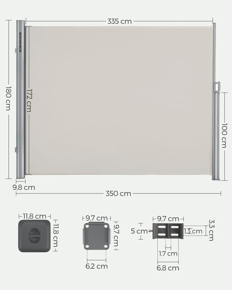 Bočná markíza 180 x 350 cm SONGMICS GSA185E
