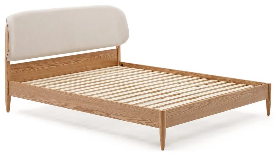 Dvojlôžková posteľ z jaseňového dreva s roštom v béžovo-prírodnej farbe 180x200 cm Octavia – Kave Home