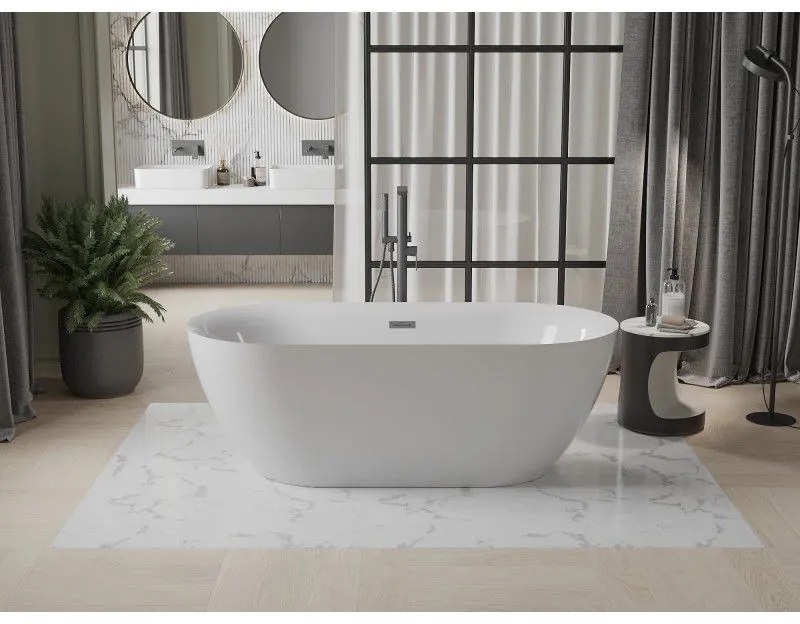 Mexen Roxy, voľne stojaca vaňa 170 x 80 cm, biela, grafitový prepad, 51201708000-66
