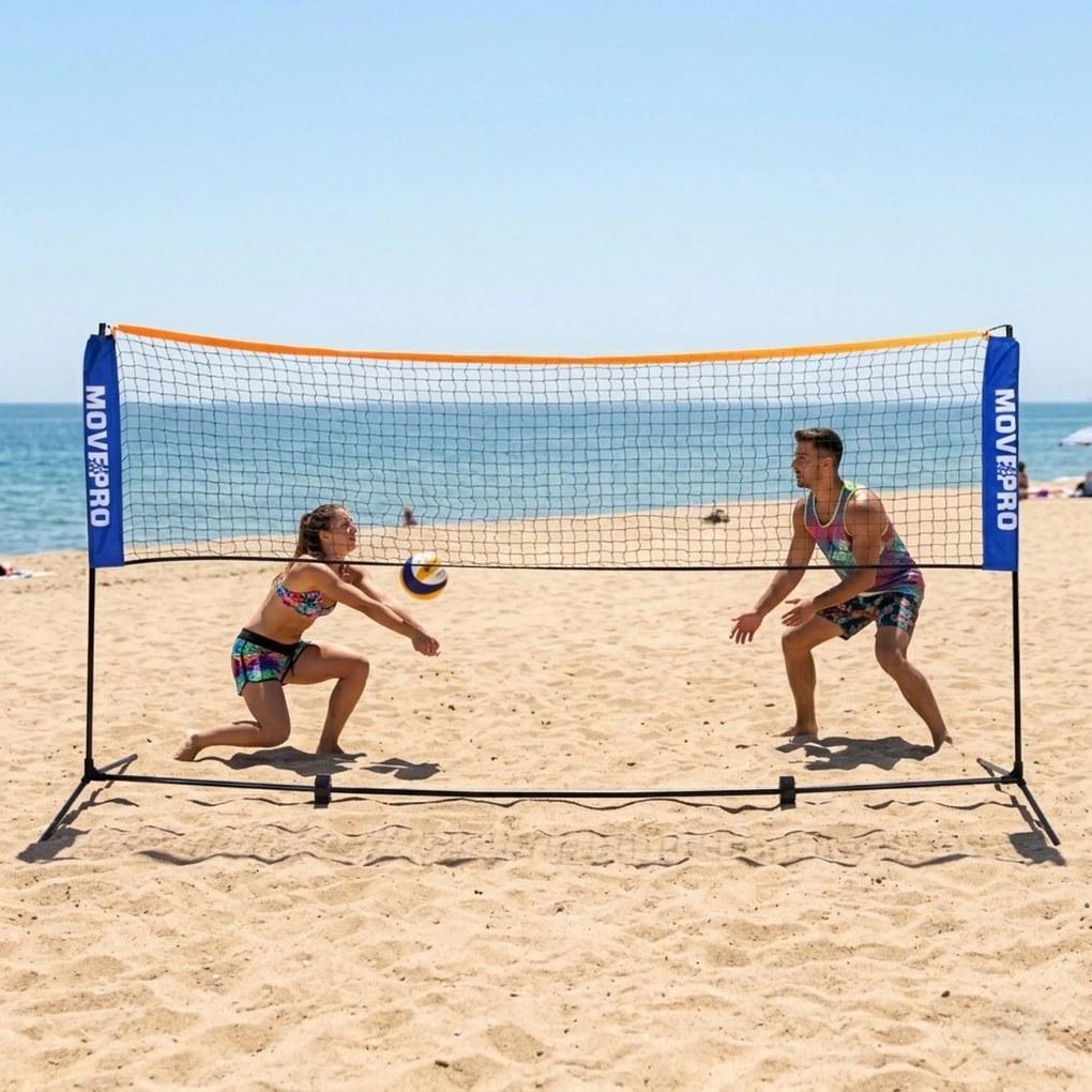 MOVEPRO Univerzálna sieť 3v1 305×140 cm – nastaviteľná, prenosná badminton/volejbal/tenis
