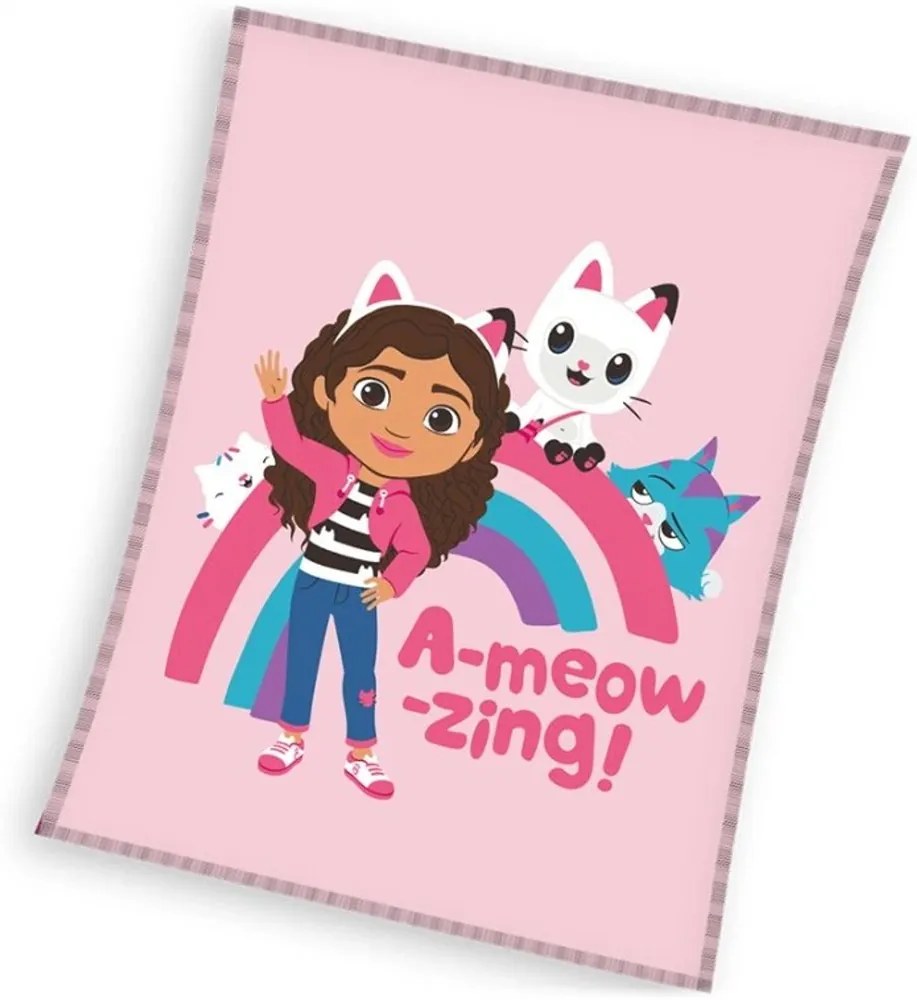 Coral fleece deka Gábinin kúzelný domček – motív Mňauúžasná Gábi - 130 x 160 cm