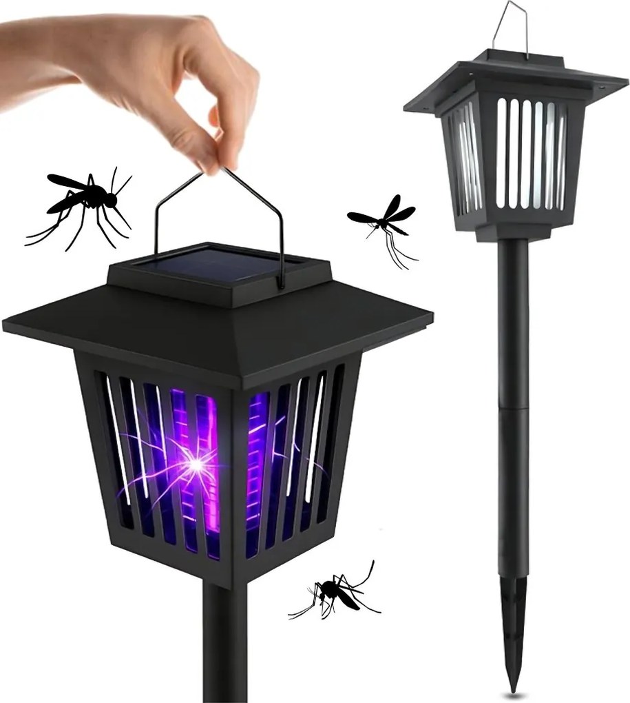 Bluegarden Bluegarden, LED solárna lampa proti hmyzu 15x15x27 cm J-22, čierna, OGR-02107