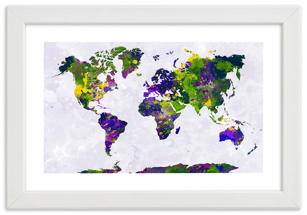 Gario Plagát Maľovaná mapa sveta Farba rámu: Bez rámu, Rozmery: 60 x 40 cm