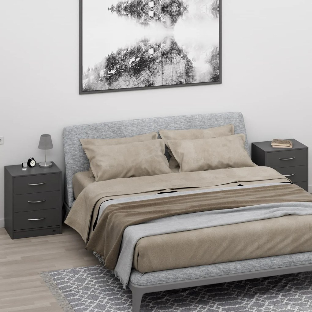 Nočný stolík ELOISE s podsvietením, 54x39x28cm, antracitová Casaria