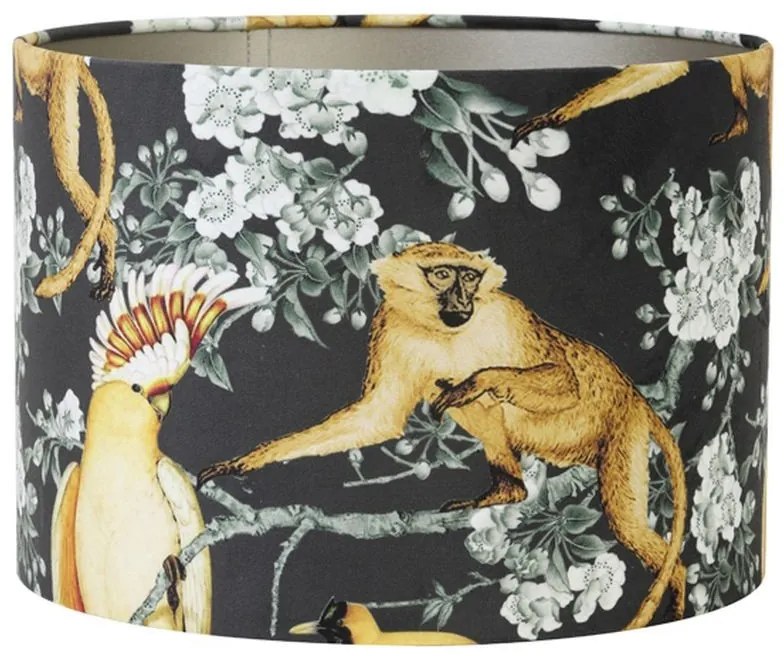 Čierne zamatové tienidlo na lampu Jungle - Ø 40* 30cm/ E27