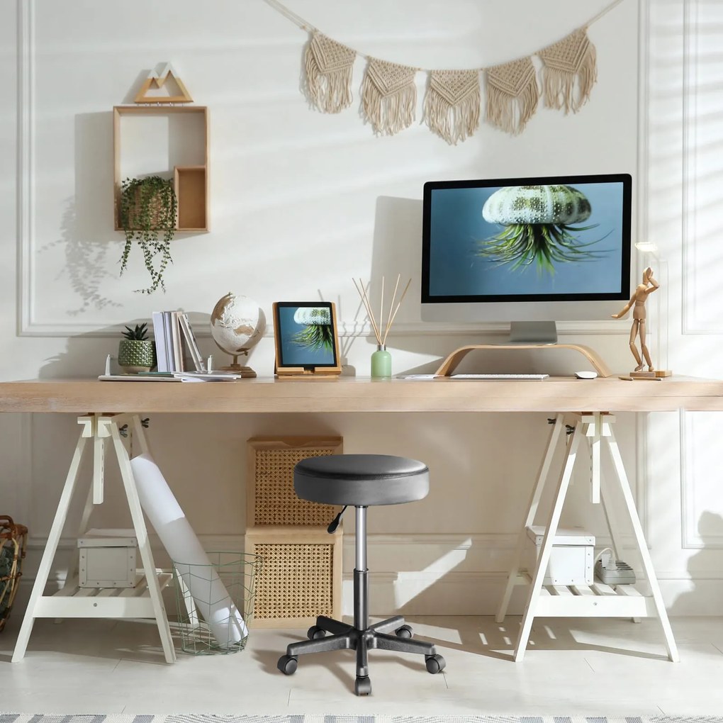 Taburetka na kolieskach BONY, Ø35cm, čierna Casaria