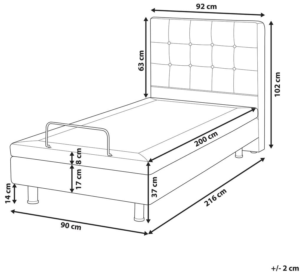 Nastaviteľná čalúnená posteľ 90 x 200 cm béžová DUKE Beliani