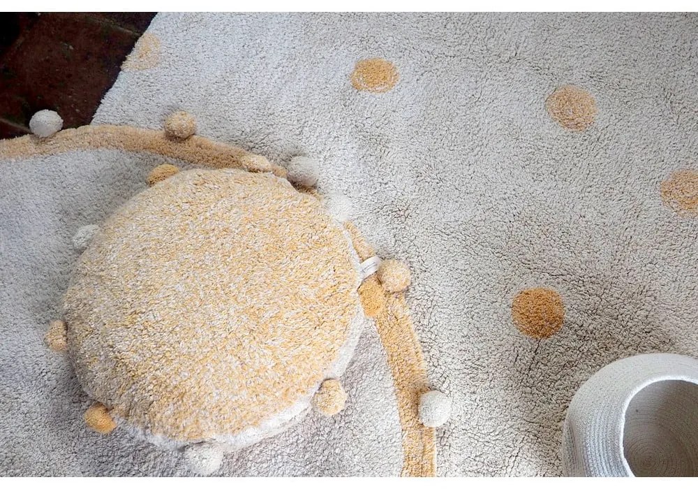 Okrovožltý krémový prateľný ručne tkaný bavlnený detský koberec 120x160 cm Hippy Dots Honey – Lorena Canals