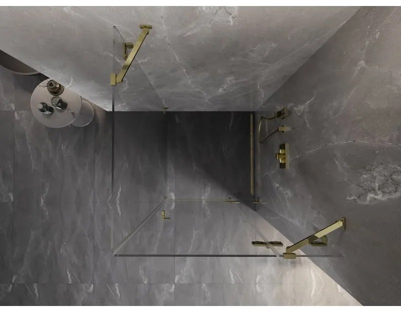 Mexen Lunar, 1-krídlový sprchový kút, pravý, 70 x 70 cm, 8mm číre sklo, zlatý profil, 834-070-070-50-00-P