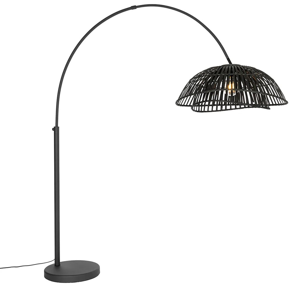 Orientálna oblúková lampa čierna bambusová - Pua