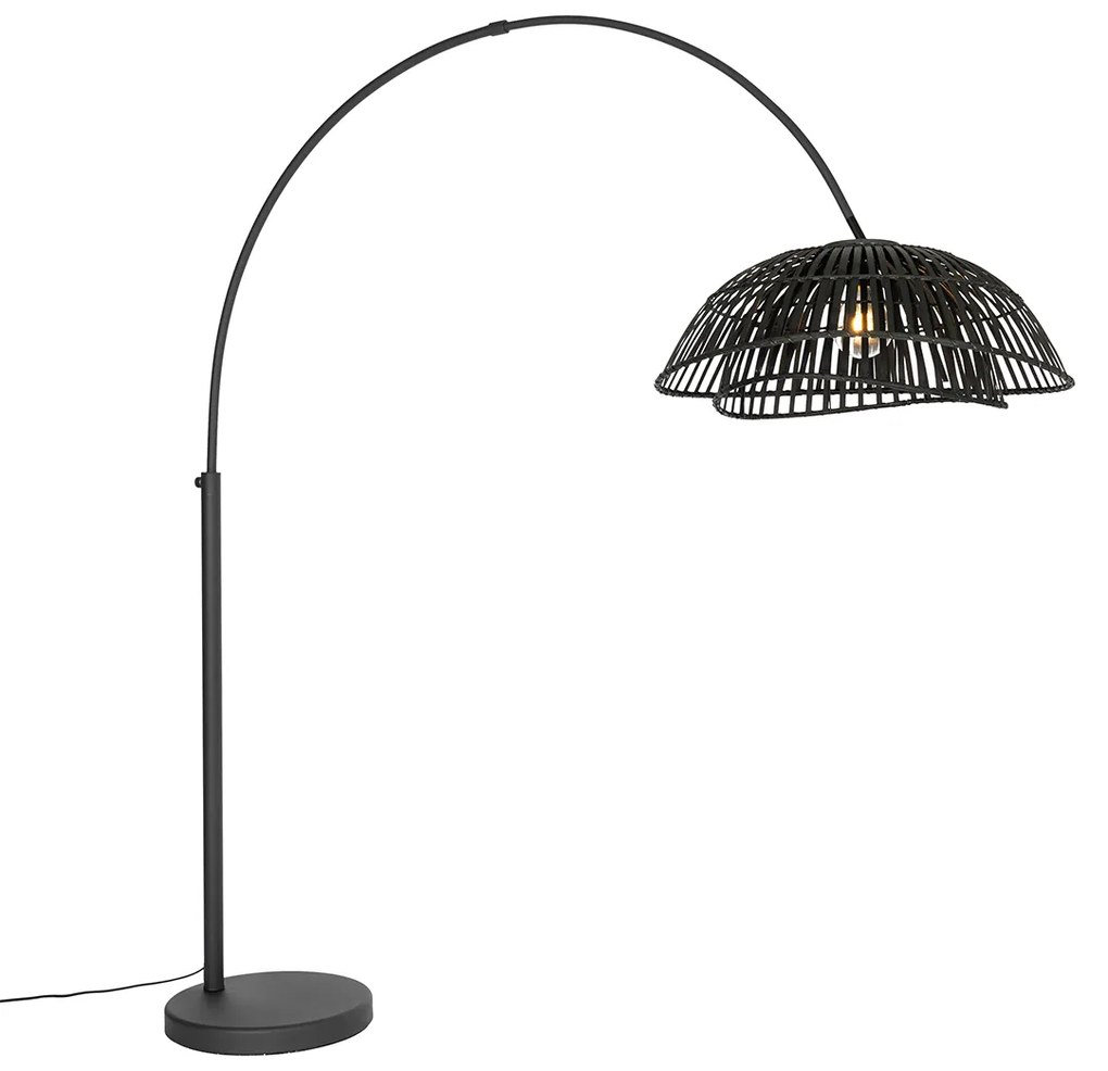 Orientálna oblúková lampa čierny bambus - Pua