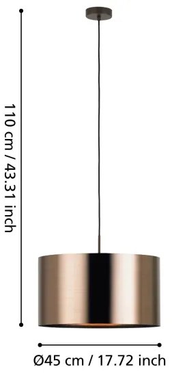 Eglo 39356 - Luster na lanku SAGANTO 1 1xE27/60W/230V medená