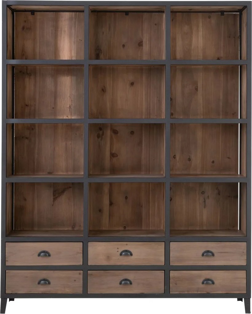 Policový regál / knižnica s kovovou konštrukciou Industrial - 165*40*216cm