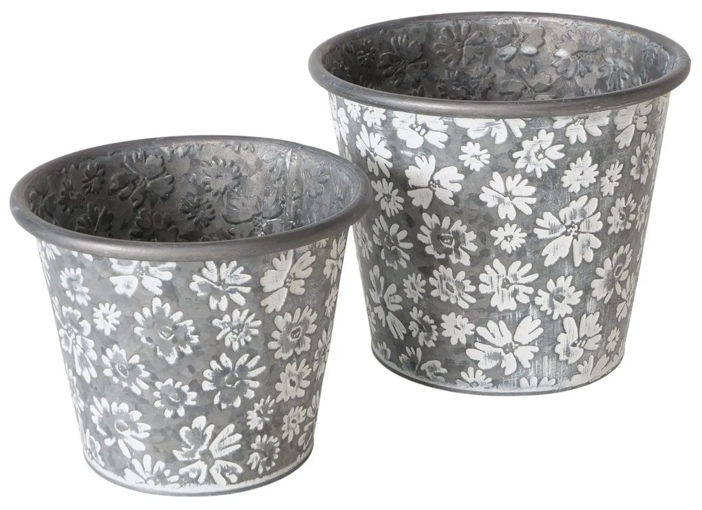 Plechový obal na kvetináč Polly - set 2ks