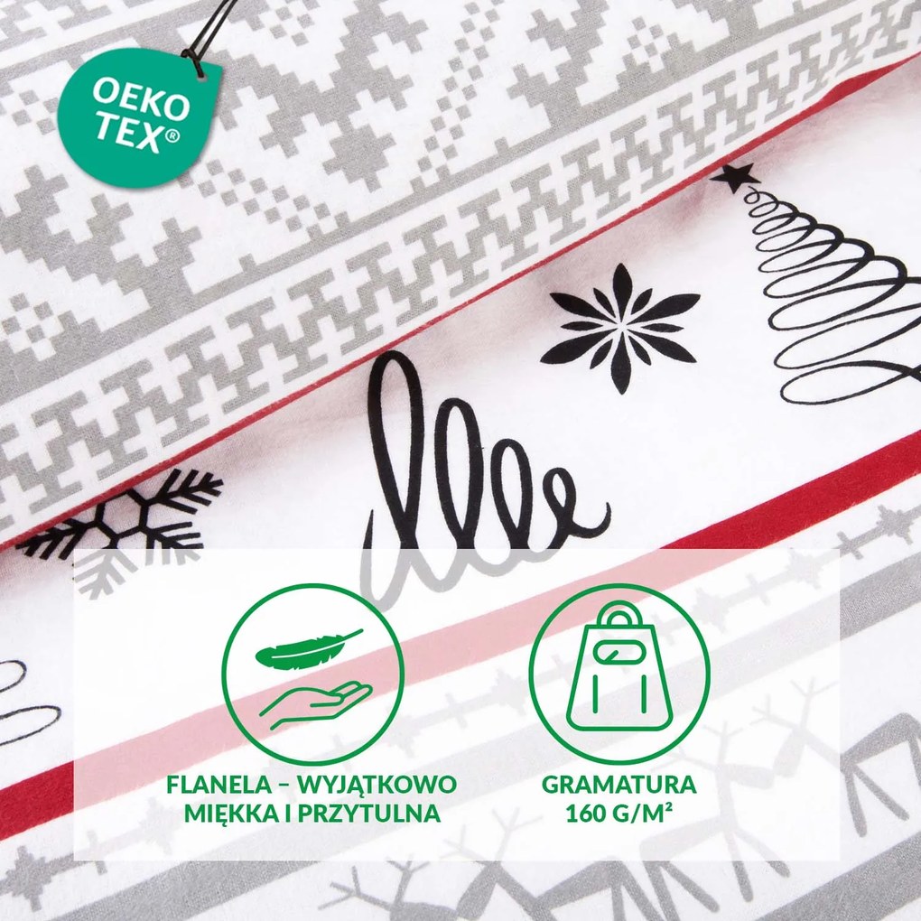 VIANOČNÉ FLANELOVÉ OBLIEČKY FLANELOVE 140X200 CM, 1KS 70X80 CM VZOROVANÉ