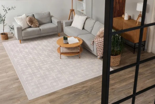 Koberec AURA J2556A krémový / svetlosivý
